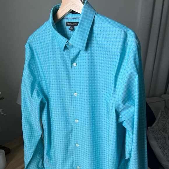Banana Republic Men’s Teal Longsleeve Patterned Button Up Size L - Picture 2 of 12